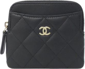 Chanel Black Leather Coin Purse/Coin Case (Pre-Owned)
