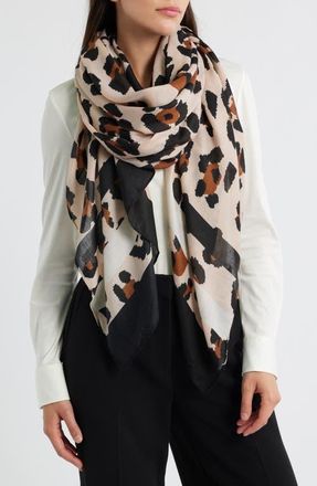 Tasha Leopard Print Scarf in Black Brown at Nordstrom