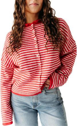 Generic Women Striped Cardigan Long Sleeve Button Down Lightweight Knitted Jumper Y2K Vintage Cardigan Sweaters Red