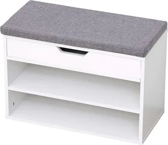 Happy Garden Zapatero blanco con solapa y dos compartimentos