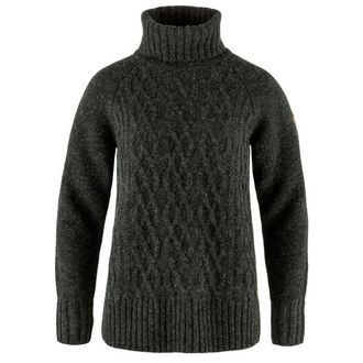 Fj&auml;llr&auml;ven &Ouml;vik Cable Knit Roller Neck Wollpullover f&uuml;r Damen | schwarz