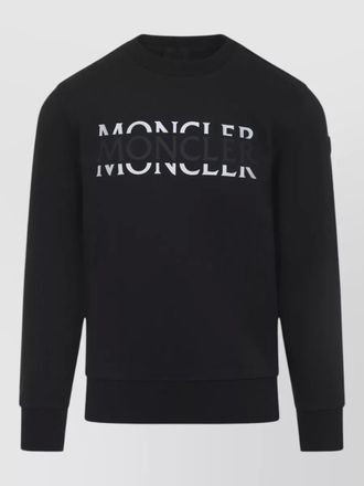 Moncler cotton crew neck sweatshirt ribbed finishes
