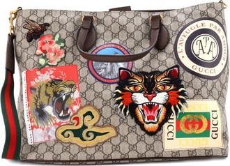 Gucci Courrier Convertible Soft Open GG Coated Canvas with Applique Large tote bag - Marrone