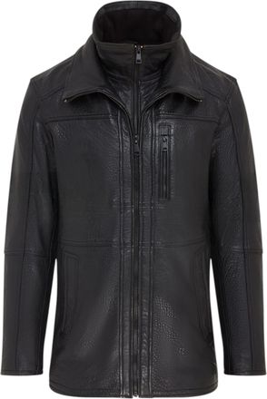 Infinity Leather Zwarte, warme, halflange leren bikerjas voor heren - Sikander