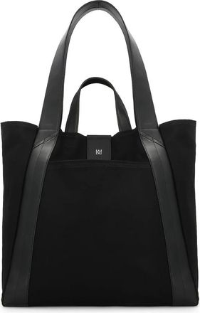 Kazar Tassen, Dames, Zwart, ONE Size, Zwarte stoffen tas met dubbele leren handvatten