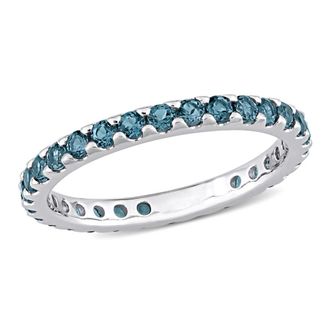 Amour 1 1/2 CT TGW London Blue Topaz Eternity Ring In 10K White Gold