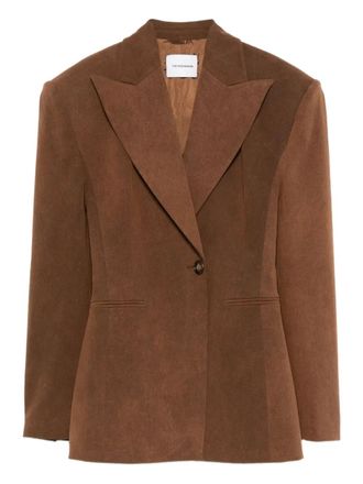 Andamane single-breasted blazer - women - Cotton/Polyester/Elastane/Acetate - 38 - Brown