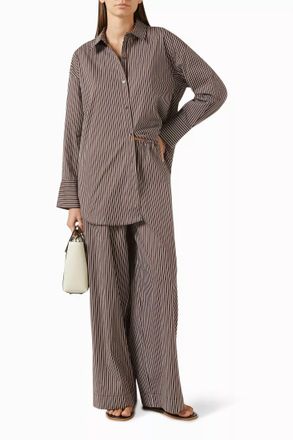 Staud Bonfire Pants In Dark Oak Micro Stripe