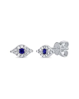 Sabrina Designs 14K 0.06 Ct. Tw. Diamond & Sapphire Evil Eye Studs