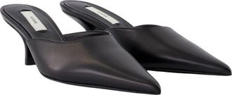 Toteme Womens Pointed-Toe Calfskin Mule Black Heels
