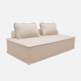 Sweeek Sweeek - Sof&aacute; Modular En Tela Lisa, 2 Plazas, Dao, Crema, 180x90x78 Cm