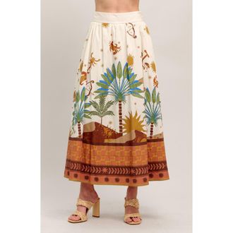 Flying Tomato Tropical Print Midi Skirt in Cream at Nordstrom Rack, Size Medium