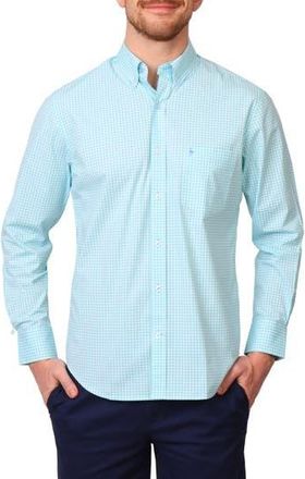 Tailorbyrd Gingham Stretch Cotton Button-Up Shirt in Seafoam at Nordstrom Rack, Size Xx-Large
