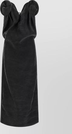 Magda Butrym silk off-the-shoulder v-neck 3d floral midi dress