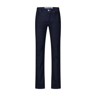 Jacob Cohen Jeans, Heren, Blauw, W42, Denim, Slim-fit denim jeans met knoopsluiting