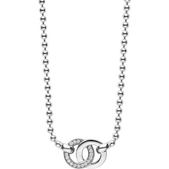 Lagos Signature Caviar Interlocking Diamond Link Pendant Necklace in Silver at Nordstrom, Size 18