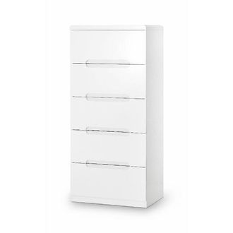 Julian Bowen Manhattan Chest of 5 Drawers Tall White - Julian Bowen | TJ Hughes