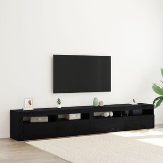 Berkfield Home 3 Piece TV Cabinet Set with LED Lights Black Oak Engineered Wood