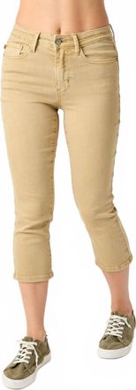 Judy Blue Mid Rise Capri Pants In Khaki