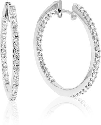Vir Jewels 1 cttw Lab Grown Diamond Hoops Earrings in Sterling Silver With Hidden Post For Women