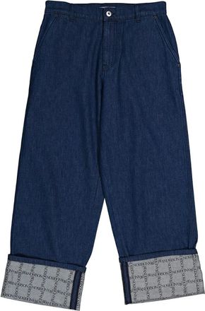 J.W.Anderson Mens Indigo Logo Grid Turn Up Workwear Jeans, Brand Size 48 (Waist Size 32)