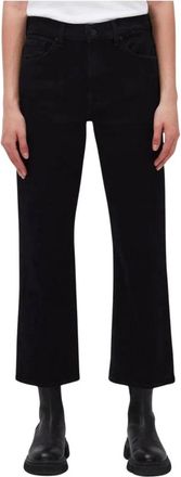 7 For All Mankind High-waisted Straight Leg Jeans - Dames - Cropped Jeans - Zwart - W24 - Katoen - Jeans