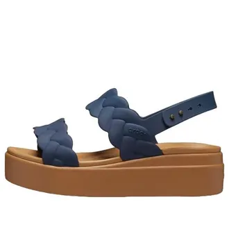 Crocs (WMNS) Crocs Brooklyn Woven Wedge Sandals Blue Brown 209977-410