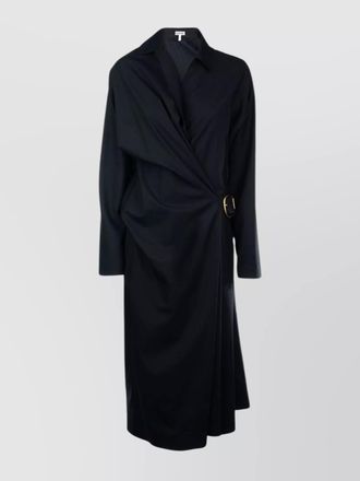 Loewe asymmetric waist belted long sleeve dress