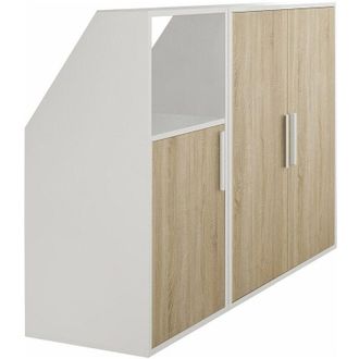 Vente-Unique Mobile per mansarda 3 ante e 1 nicchie Bianco e Naturale - ADEZIO