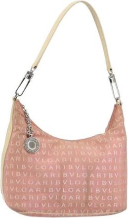 Bulgari Pre-owned Shoulder Bags, female, Pink, Size: ONE SIZE Pre-owned Vintage Canvas Shoulder Bag