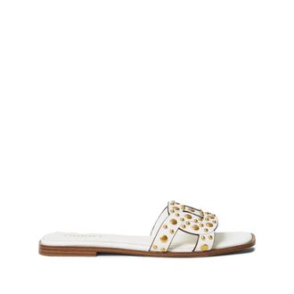 Twinset Sliders, female, White, 4 UK, White Stud Sandals Square Toe