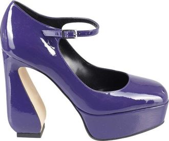 Sergio Rossi Rounded Toe Patent Leather Pumps With Platform