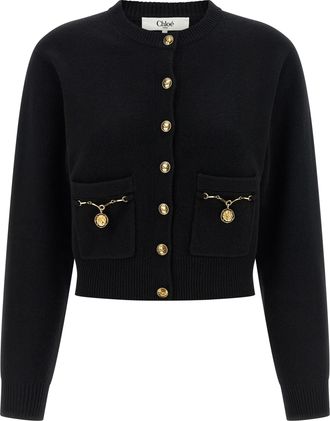 Chlo&eacute; Black Wool Womens Cardigan