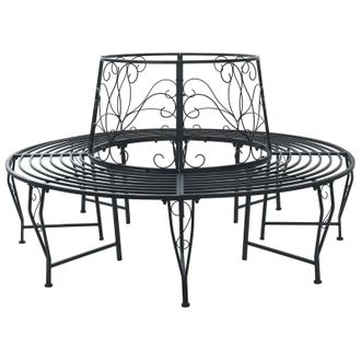 vidaXL Banco De &Aacute;rbol 8-n&uacute;mero De Plazas &Oslash; 160 X 89 Cm Acero Negro Vidaxl