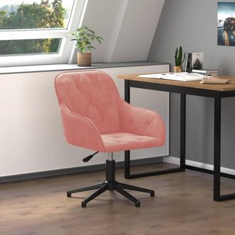 vidaXL Silla De Oficina Giratoria De Terciopelo Rosa Vidaxl