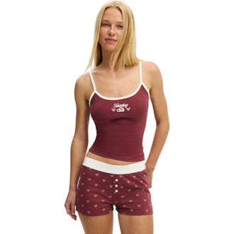 Cotton On Womens Dreamy Soft Longline Cami in Burnt Apple Embroidery at Nordstrom, Size Medium