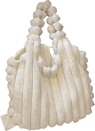 Generic Womens Plush Bags Women Furry Shoulder Bag Large Capacity Fuzzy Satchel Versatile Casual Daily Dating(WHITE)