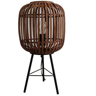 VERSA L&aacute;mpara De Mesa Versa Marr&oacute;n Metal Tela Bamb&uacute; (25 X 50 X 25 Cm)