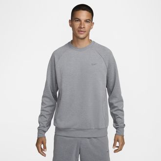 Nike Mens Primary Fleece Dri-FIT UV Performance Crew in Grey | FZ0971-065