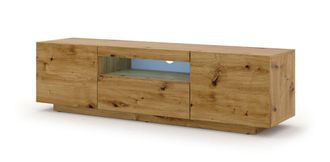 AKL FURNITURE Mueble para TV efecto madera Crema LED