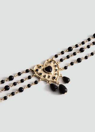 Mango Collana cuore perline oro - Donna - Taglia unica - MANGO