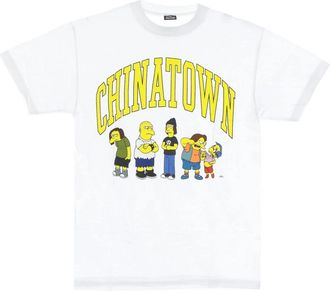 Market Simpsons Wit T-shirt Korte Mouw Crew - Heren - T-shirts - Wit - XL - Katoen - Tops