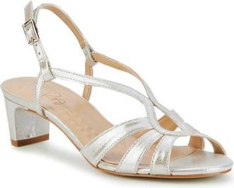 Ros Hommerson Leandra Slingback Sandal in Silver Sparkle Leather at Nordstrom, Size 10.5