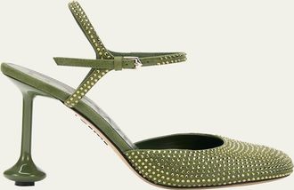 Loewe Toy Embellished Suede Ankle-Strap Pumps