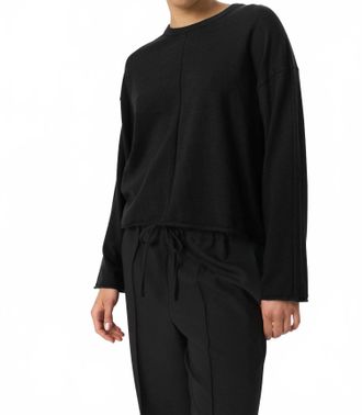 Soaked In Luxury Spina Boxy Fit Tight Knit Pullover Sweater In Black