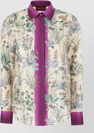 Gucci silk blouse long sleeves collared neck floral