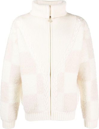 Casablanca checked bouclé cardigan - men - Wool/Nylon/Wool - 3XL - White