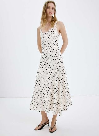 Mango Vestito midi pois bianco sporco - Donna - XXS - MANGO