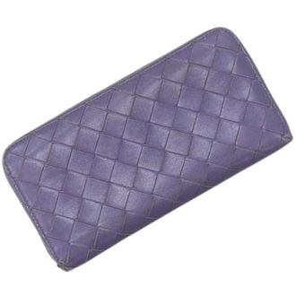 Bottega Veneta Pre-owned Long wallet (bi-fold) - Dames - Pre-owned - Paars - Maat: ONE Size Leer