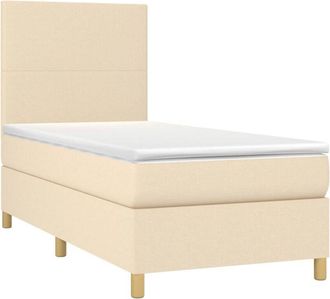 vidaXL Vidaxl - Cama Box Spring Colch&oacute;n Y Luces Led Tela Color Crema 90x190 Cm